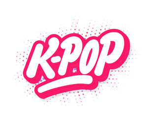 K-pop. Korean pop music style. Vector handwritten lettering.