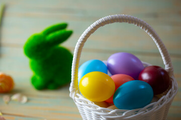 easter basket with eggs