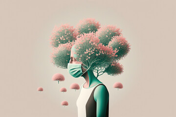 Spring allergies minimalism, created with Generative AI technology - obrazy, fototapety, plakaty