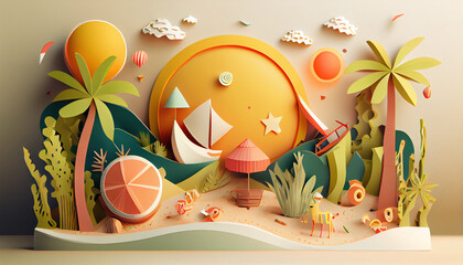 Summer creative idea illustration. Generative AI.