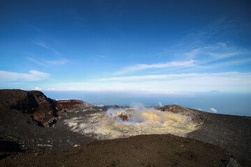 The crater of Mount Slamet. the highest mountain crater in Central Java, Indonesia