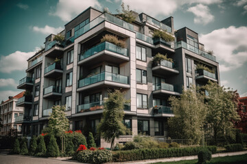 Obraz premium facade of a building created with Generative AI technology