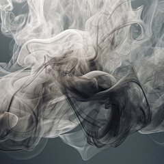 a central mass of white and gray smoke patterns, rendered in a digital style with a high degree of precision