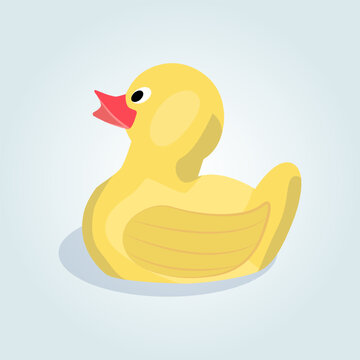 Cartoon cute ducky. Yellow rubber duck for bath. Flat vector illustration.