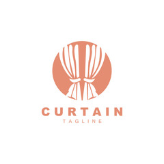 Home And Exhibition Curtain Logo Design, Building Decoration Vector Illustration