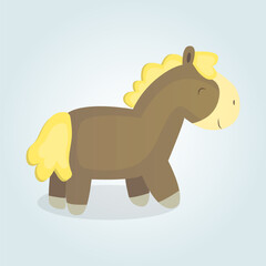 Vector illustration wooden horse. Play toy for kid. Cute pony for kids.