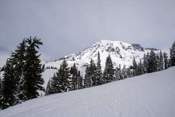 Fototapeta na wymiar Mountains on a snowy day