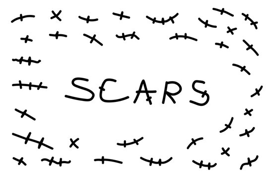 Doodle Hand Drawn Scratches Set. Pencil, pen or marker scrathes, scars, damage, animal, monster claw cute hand made kid icons. Y2K, Brutalism Scribble ink brush (Full Vector)