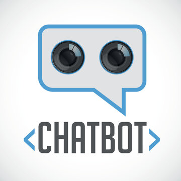 Chatbot - open ai solution for business - concept logo - conversation bubble with robotic face inside