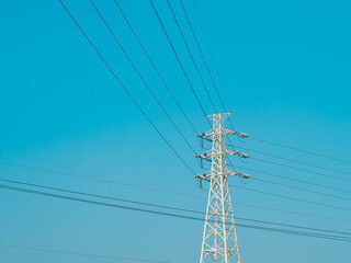 Fototapeta premium white electric tower's with blue sky