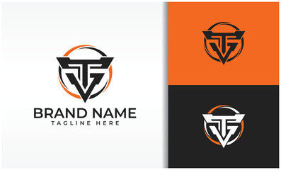 Letter T G logo in circle for robot head