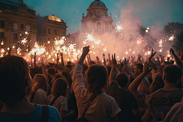 crowd of people at concert created with Generative AI technology