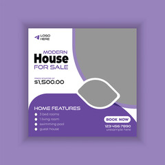 Modern Real estate agency social media banner template and colorful instagram post house sale template, Real estate web banner, facebook event and cover vector banner template 