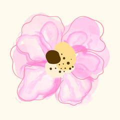 watercolor brush rose boho art vector illustration 