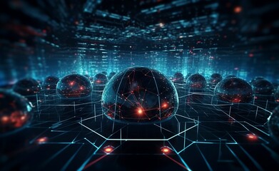 Cyberspace network hosts and connections of individual networks 