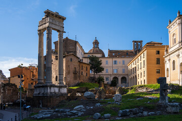 Obraz premium Rom, Italien, Apr. 2023 Ausgrabungsstätte Portico d'Ottavia aus der Römerzeit im Jüdischen Viertel