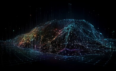 Mountains of digital data connected to each other through a network