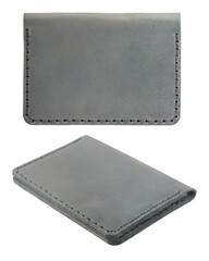 Very stylish leather money and credit card wallet. Handmade. Isolated on white background