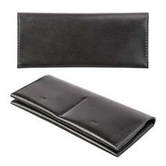 Very stylish leather money and credit card wallet. Handmade. Isolated on white background