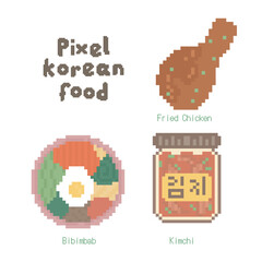 Fototapeta premium Cute Korean Food Doodle in Pixel Art Illustration