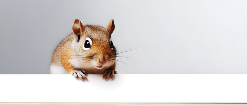 Chipmunk on isolated Light Gray color background created with Generative AI Technology