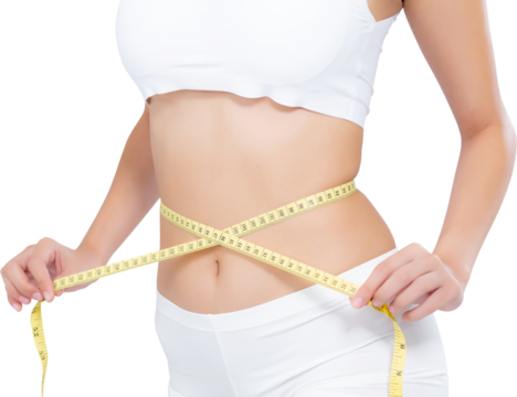 beautiful portrait asian woman diet and slim with measuring waist for weight, girl have cellulite and calories loss with tape measure, health and wellness concept. - Powered by Adobe