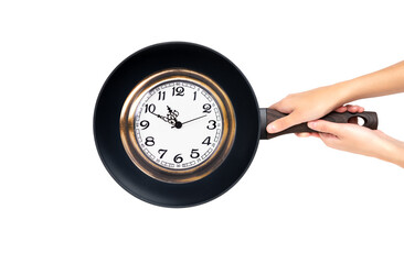 Naklejka premium Timeless Classic: Modern Frying Pan and Vintage Watches