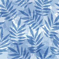 Leaves pattern. Watercolor leaves seamless vector background, textured jungle print