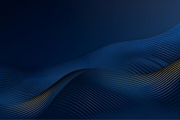 Plakat 3d modern wave curve abstract presentation background. Luxury paper cut background. Abstract decoration, golden pattern, halftone gradients, 3d blue dark background illustration. Generative AI