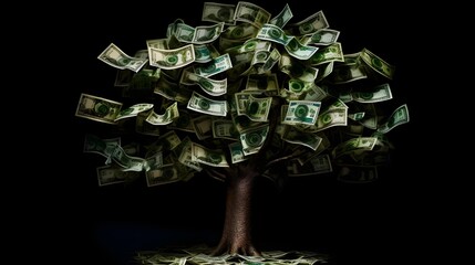 Money tree concept, rich, wealth, Generative AI