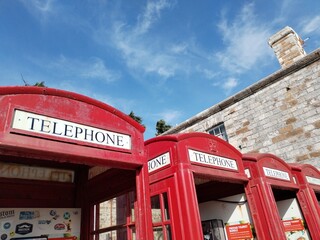 red telephone box in Bermuda royal naval dockyard 