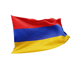 Waving flag of Armenia isolated on transparent background. 3D rendering
