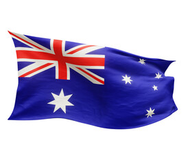 Waving flag of Australia isolated on transparent background. 3D rendering