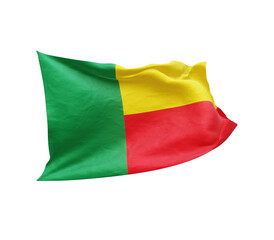 Waving flag of Benin isolated on transparent background. 3D rendering