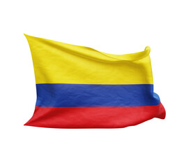 Waving flag of Colombia isolated on transparent background. 3D rendering