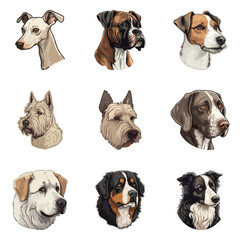 Dogs Flat Icon Set Isolated On White Background