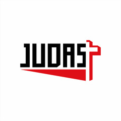 Judas word design with cross.