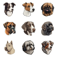 Fototapeta premium Dogs Flat Icon Set Isolated On White Background