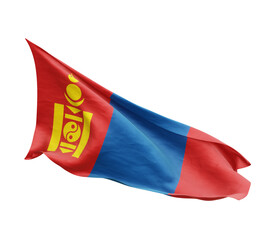Waving flag of Mongolia isolated on transparent background. 3D rendering