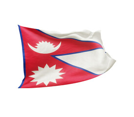 Waving flag of Nepal isolated on transparent background. 3D rendering - obrazy, fototapety, plakaty