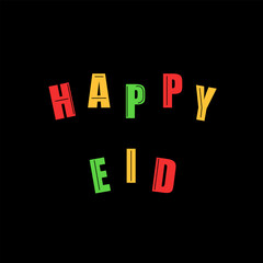 Happy Eid greeting card invitation colorful trendy on dark background