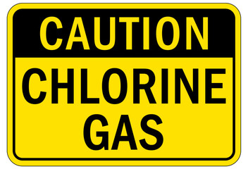 Pool chemical hazard sign and labels chlorine gas