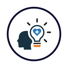 head, brain, medical, idea, bulb, mental health idea icon