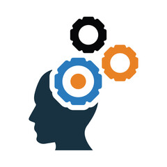 head, brain, gear, brain management icon