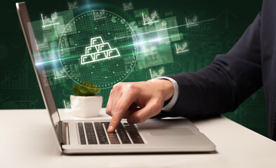 business hand working in stock market