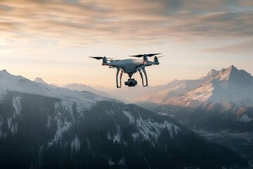 Drone flying high in the air with stunning view (Ai generated)