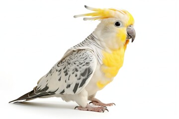 Obraz premium Cockatiel white background, parrot, bird (Ai generated)
