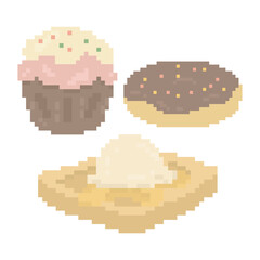 Cute Bakery Cake Doodle in Pixel Art Illustration