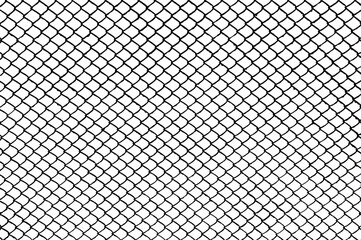 The texture of the metal mesh on a white background. Torn steel, metal mesh with holes