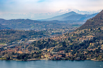 Lago di Como, Lake Como, Italy, with Mont Blanc and Monta Rosa behind